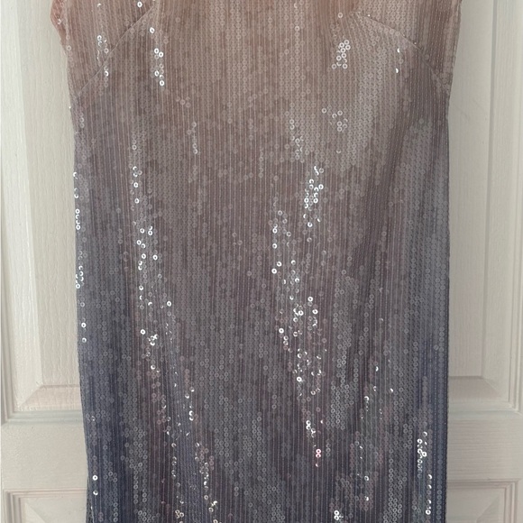 NWOT Anthropologie Ombré Cream Blue Sequin Dress - Picture 2 of 4